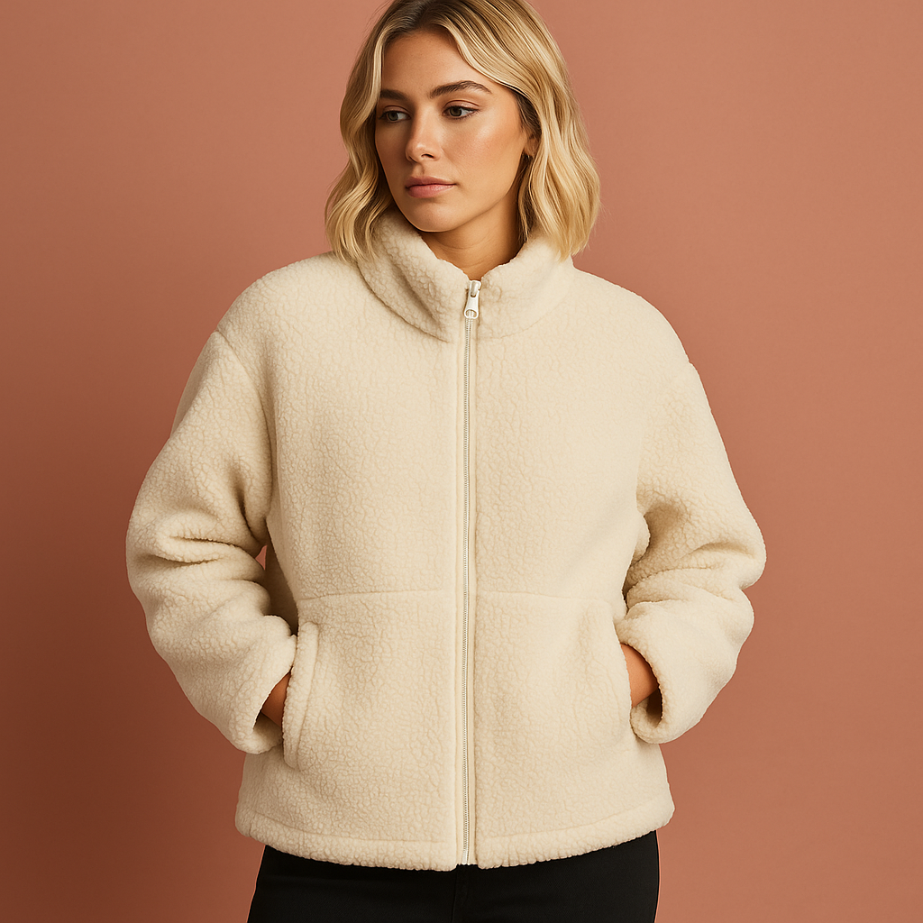 Damesjas in wit met stijlvolle pasvorm, warm en comfortabel voor herfst en winter.