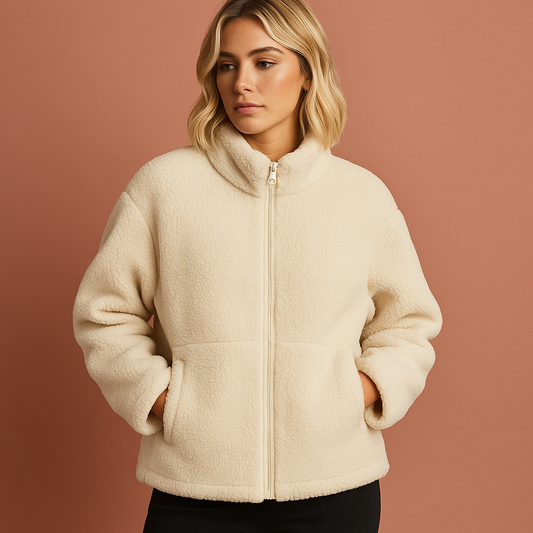 Damesjas in wit met stijlvolle pasvorm, warm en comfortabel voor herfst en winter.