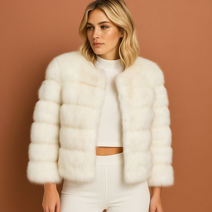 Witte elegante damesjas met luxe uitstraling en comfortabele pasvorm, ideaal voor stijlvolle outfits.