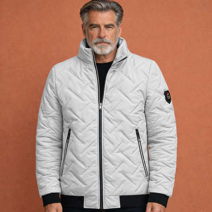 Witte heren gewatteerde winterjas met comfortabele pasvorm, ideaal voor koude dagen en dagelijks gebruik.