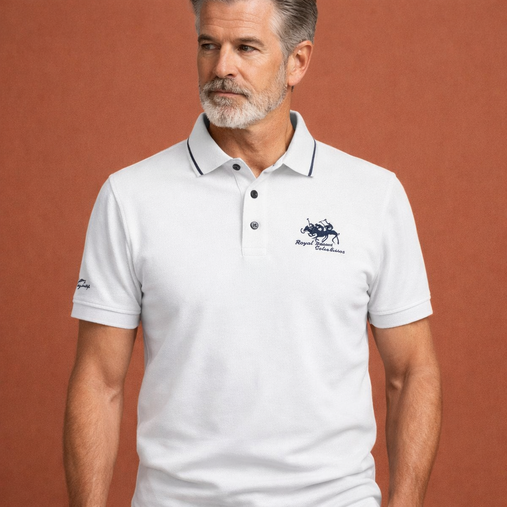 Heren polo in wit met minimalistisch design, zacht en comfortabel voor casual en stijlvolle outfits.