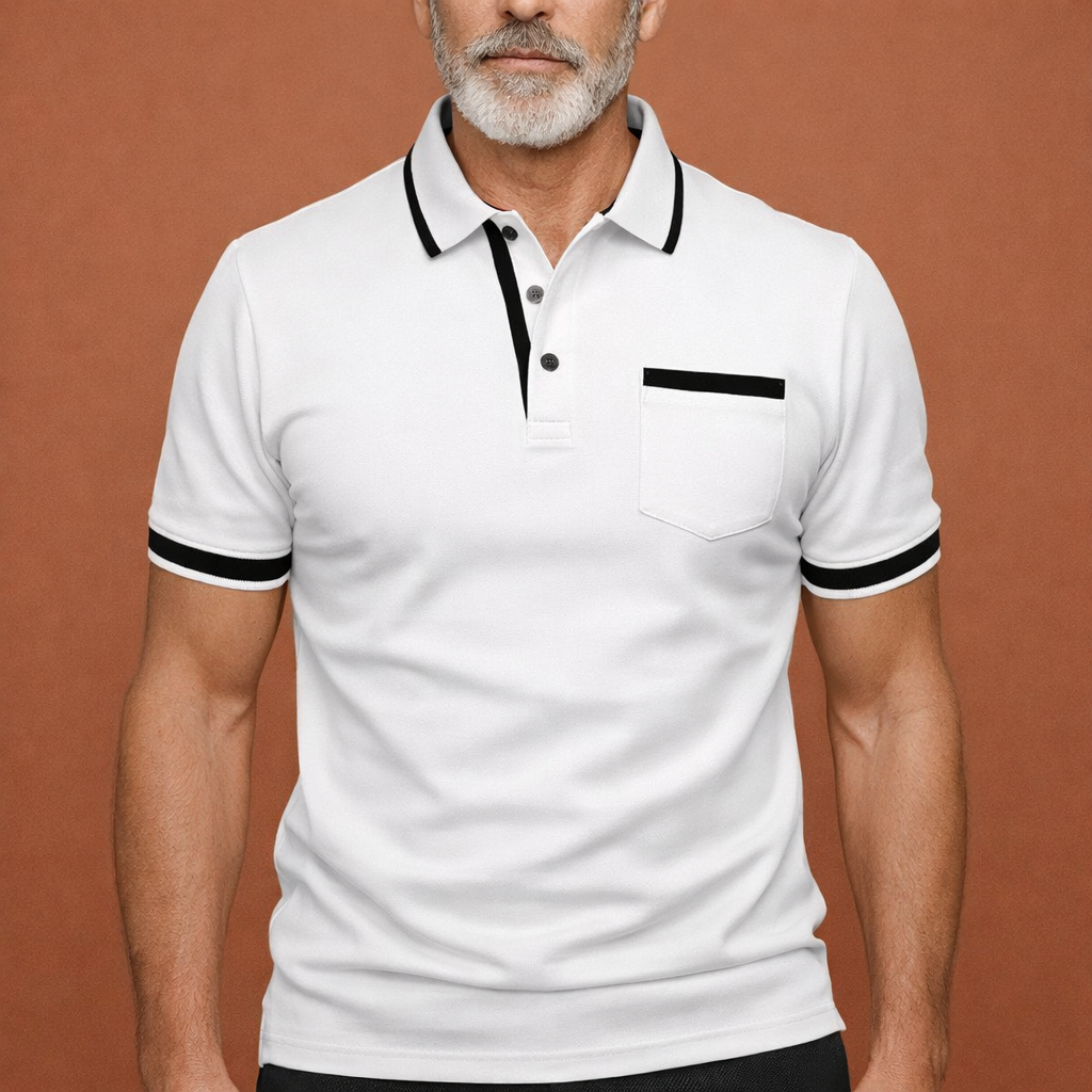 Heren polo shirt in wit met minimalistisch design, zacht en comfortabel voor casual en stijlvolle outfits.