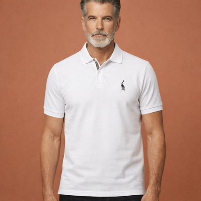 Herenpolo in wit met modern design, comfortabel en stijlvol voor casual en verzorgde outfits.