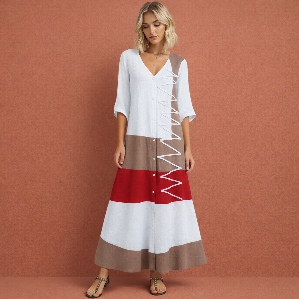 Dames maxi jurk in wit met minimalistisch design, zacht en comfortabel voor casual en stijlvolle outfits.