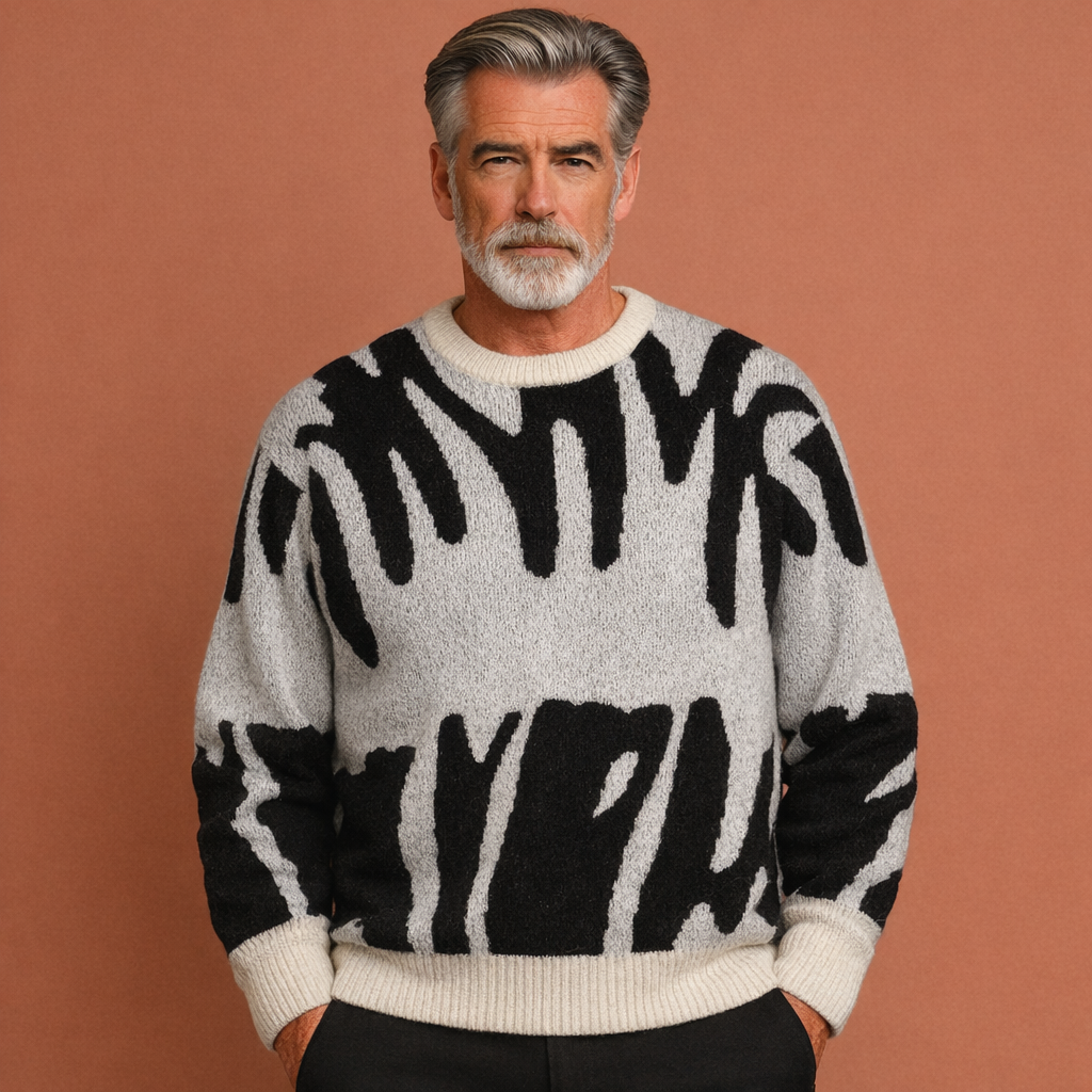 Witte oversized trui voor heren met comfortabele pasvorm, perfect voor casual outfits en dagelijks gebruik.
