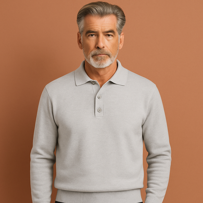 Witte heren polosweater met moderne pasvorm en tijdloze uitstraling, ideaal voor dagelijks gebruik en casual outfits.
