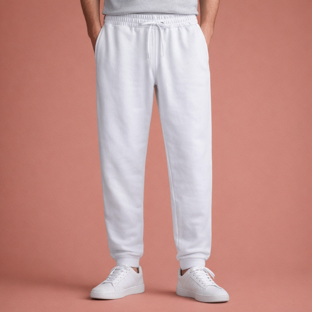 Dames joggingbroek in wit met minimalistisch design, zacht en comfortabel voor casual en stijlvolle outfits.