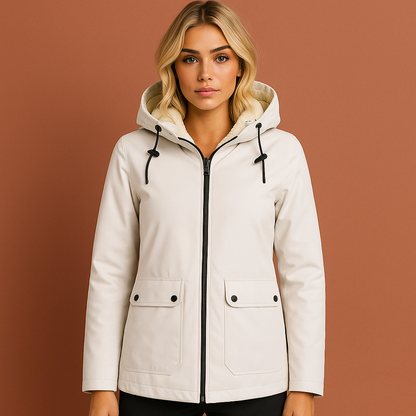 Waterdichte jas voor dames in verschillende kleuren met fleece-voering, ideaal voor koude en natte dagen.