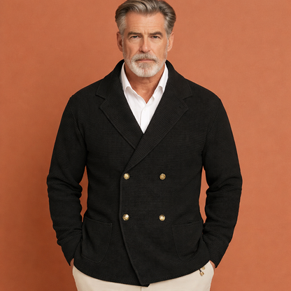 Zwart casual vest voor heren met dubbele knoopsluiting en comfortabele pasvorm, geschikt voor dagelijks gebruik en nette outfits.