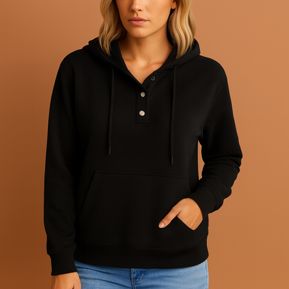 Zwart dames sweatshirt met moderne designerprint en comfortabele pasvorm, ideaal voor casual outfits.