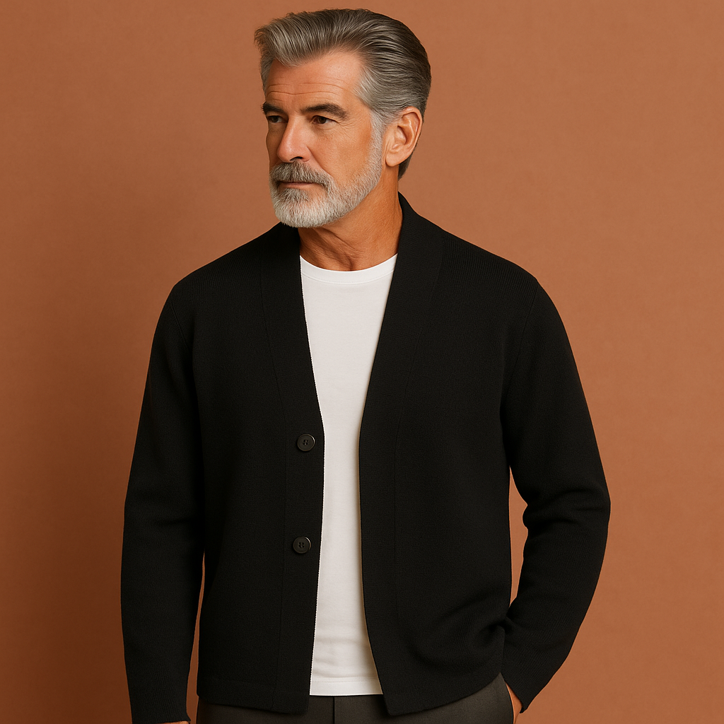 Heren vest in zwart met minimalistisch design, zacht en comfortabel voor casual en stijlvolle outfits.