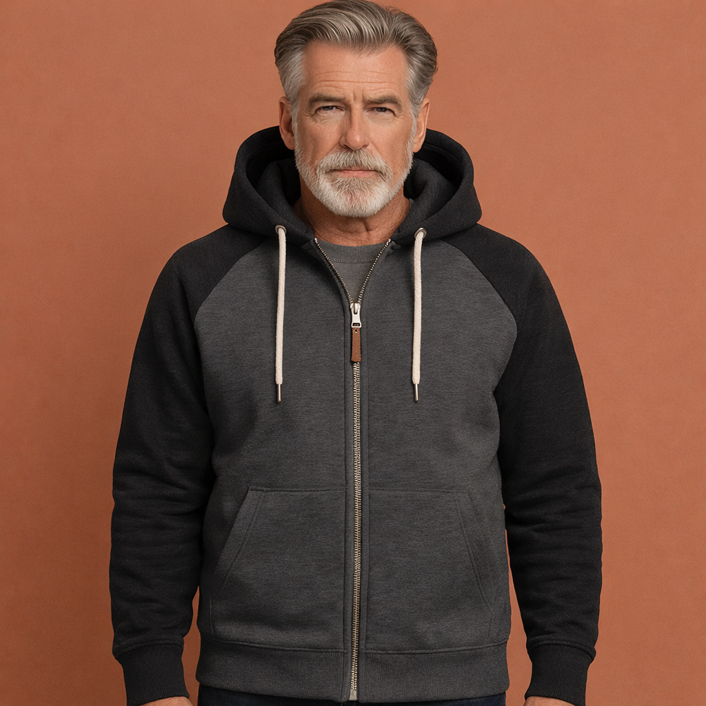 Zwart grijze moderne heren sportjas met capuchon en comfortabele pasvorm, ideaal voor dagelijks gebruik en casual outfits.