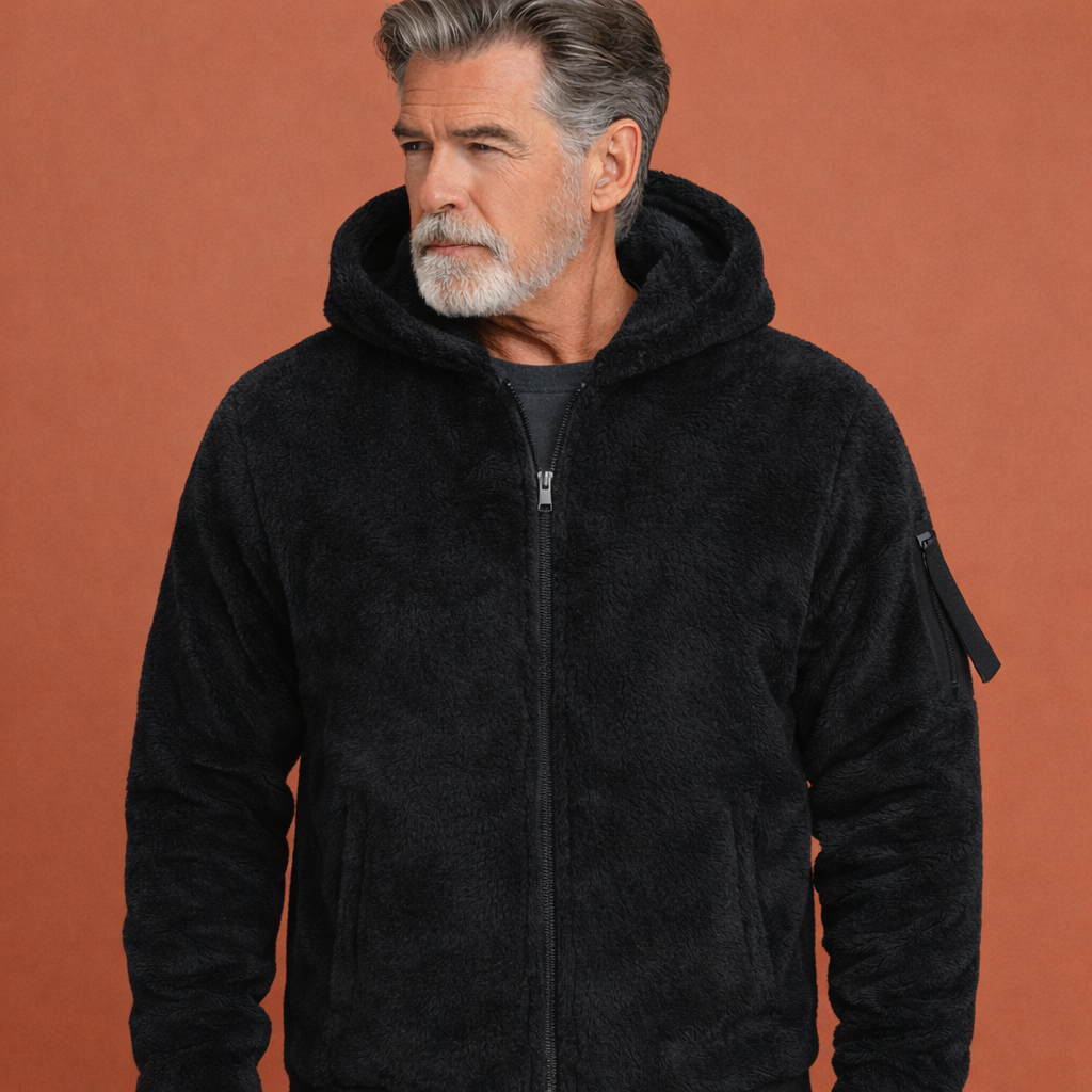 Zwart warm heren vest met capuchon en ritssluiting, geschikt voor dagelijks gebruik en comfortabele casual outfits.