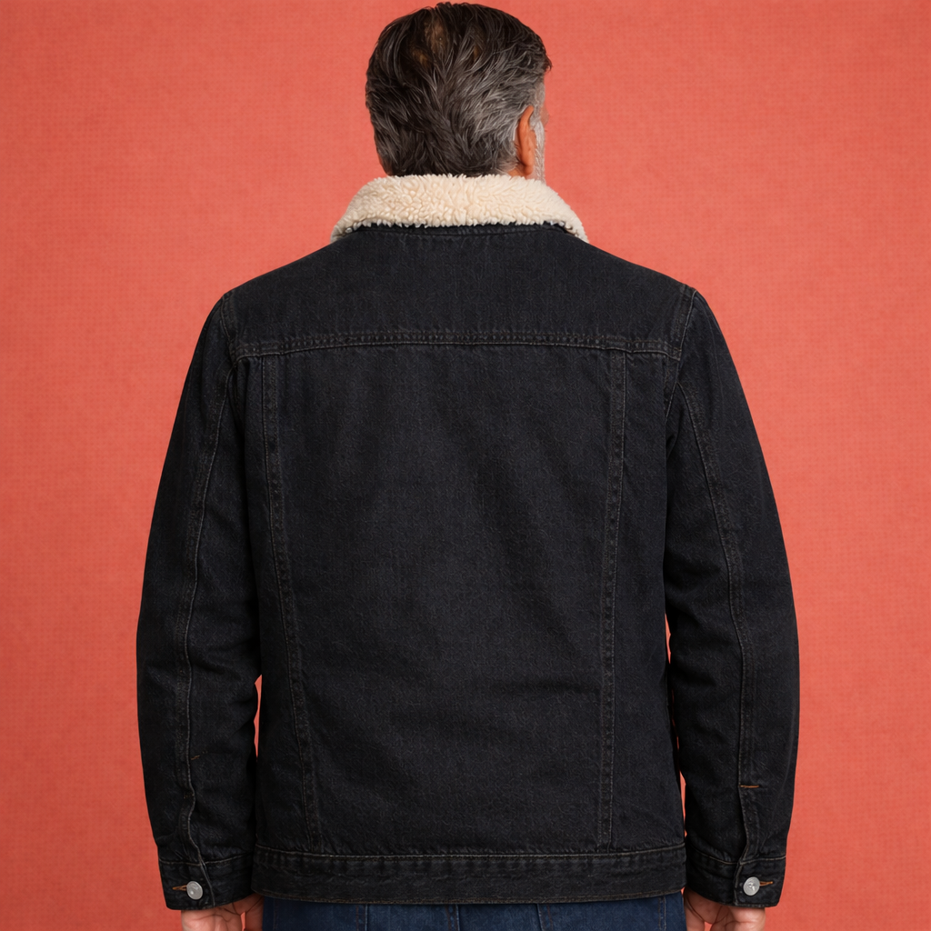 Zwarte casual herenjas met knoopsluiting en comfortabele pasvorm, geschikt voor dagelijks gebruik en moderne outfits.1