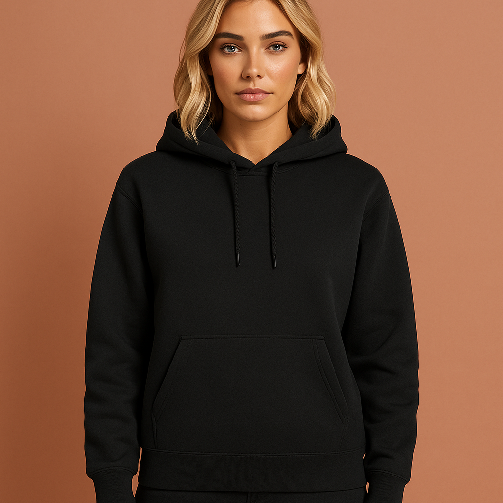 Comfortabele casual hoodie voor dames in zwarte kleur, ideaal voor dagelijks gebruik en ontspannen outfits.