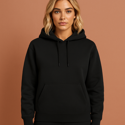 Comfortabele casual hoodie voor dames in zwarte kleur, ideaal voor dagelijks gebruik en ontspannen outfits.