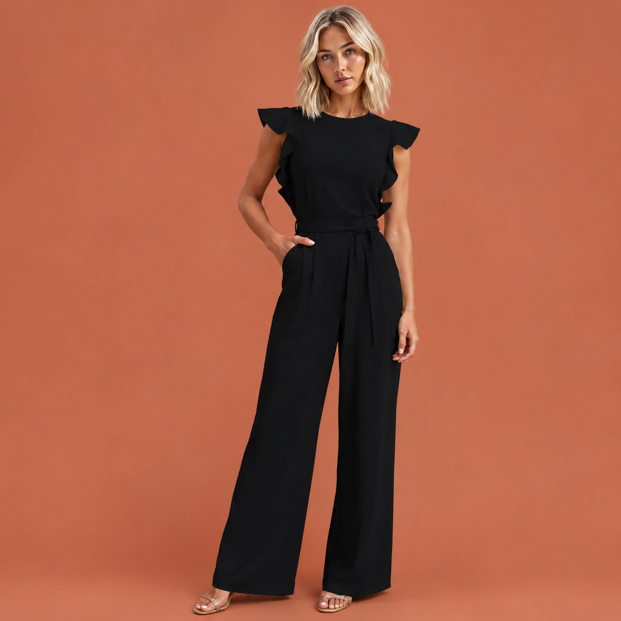 Dames jumpsuit in zwart met minimalistisch design, zacht en comfortabel voor casual en stijlvolle outfits.