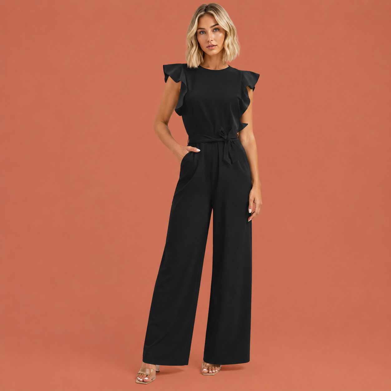 Dames jumpsuit in zwart met minimalistisch design, zacht en comfortabel voor casual en stijlvolle outfits.