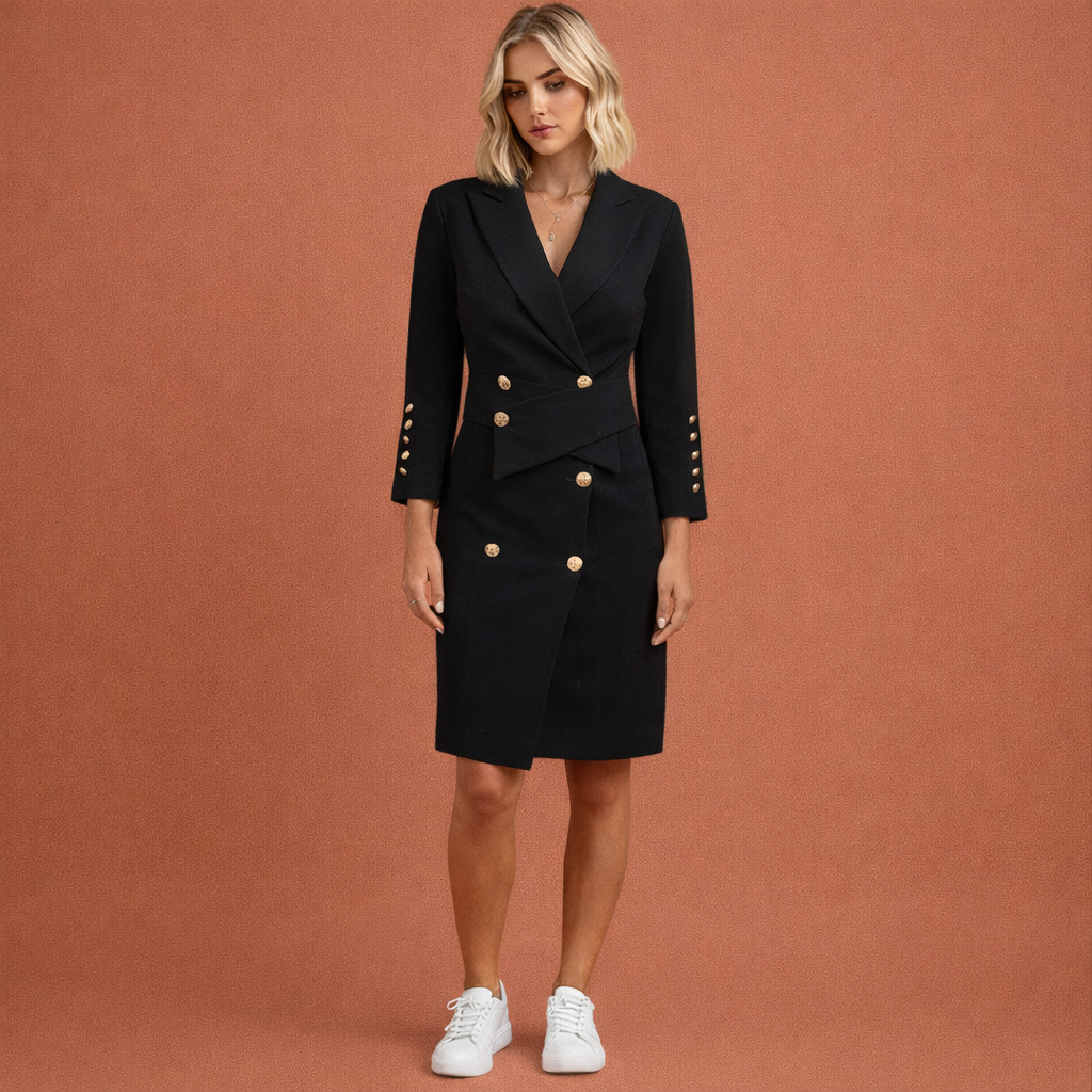 Dames midi jurk in zwart met minimalistisch design, zacht en comfortabel voor casual en stijlvolle outfits.