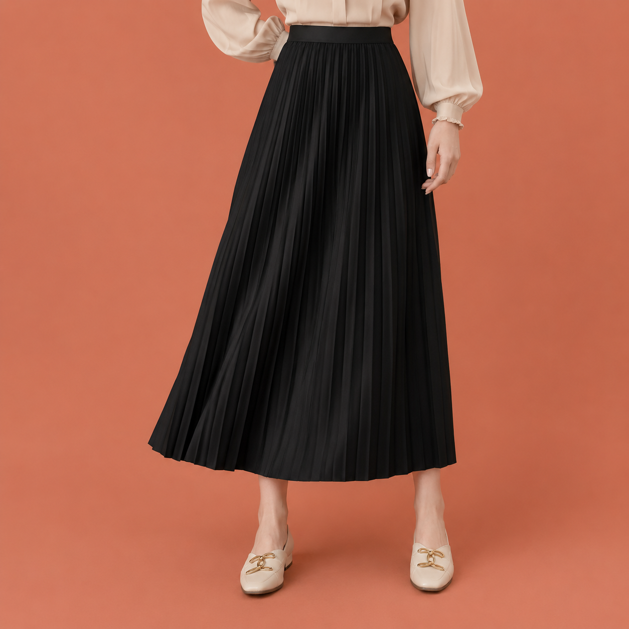 Dames midi rok in zwart met minimalistisch design, zacht en comfortabel voor casual en stijlvolle outfits.