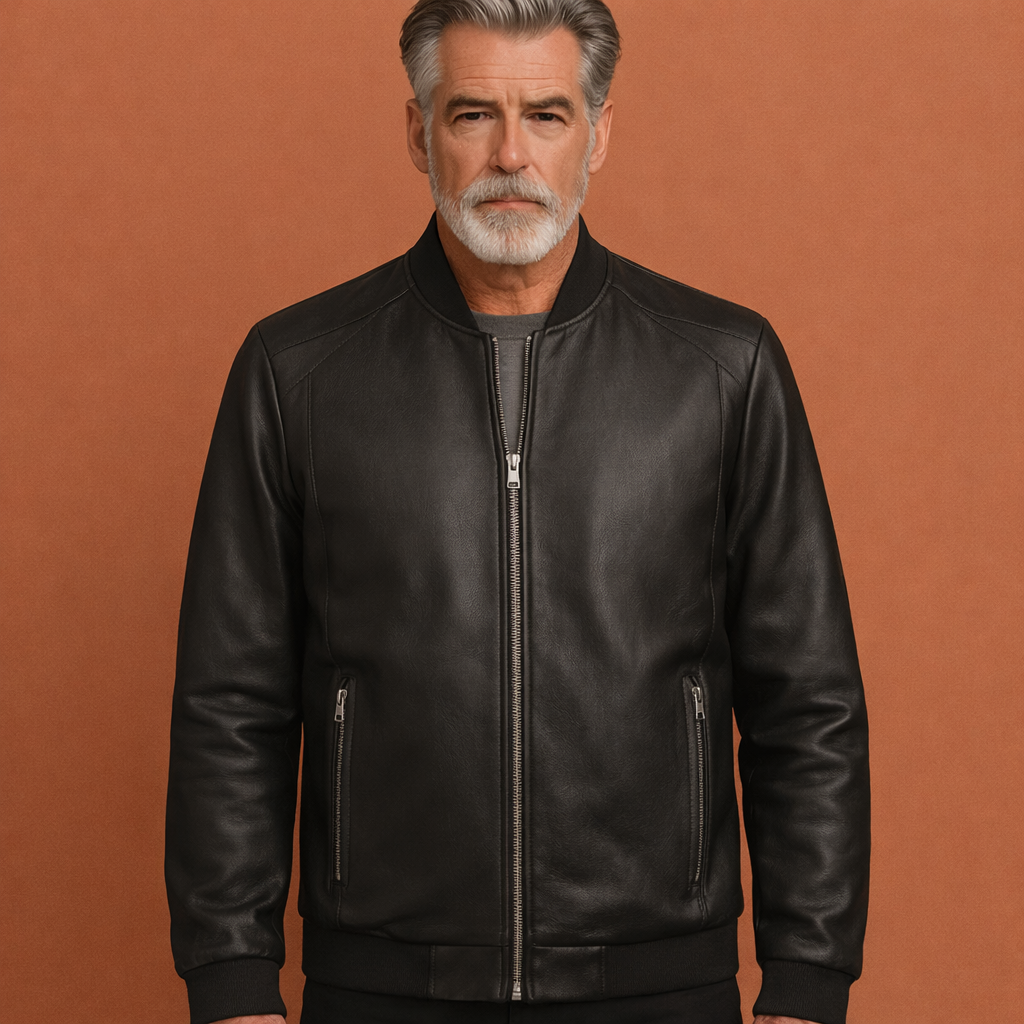 Zwarte elegante motorjas voor heren met comfortabele pasvorm, geschikt voor dagelijks gebruik en casual outfits.