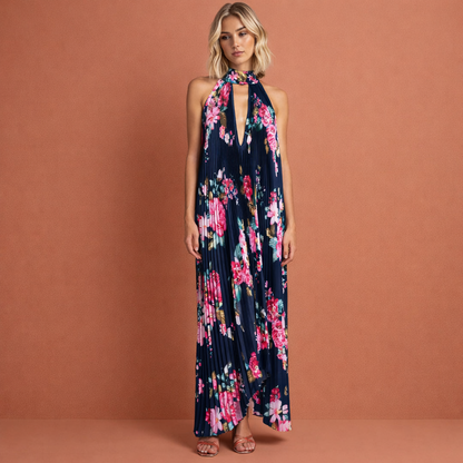 Dames maxi jurk in zwart met minimalistisch design, zacht en comfortabel voor casual en stijlvolle outfits.