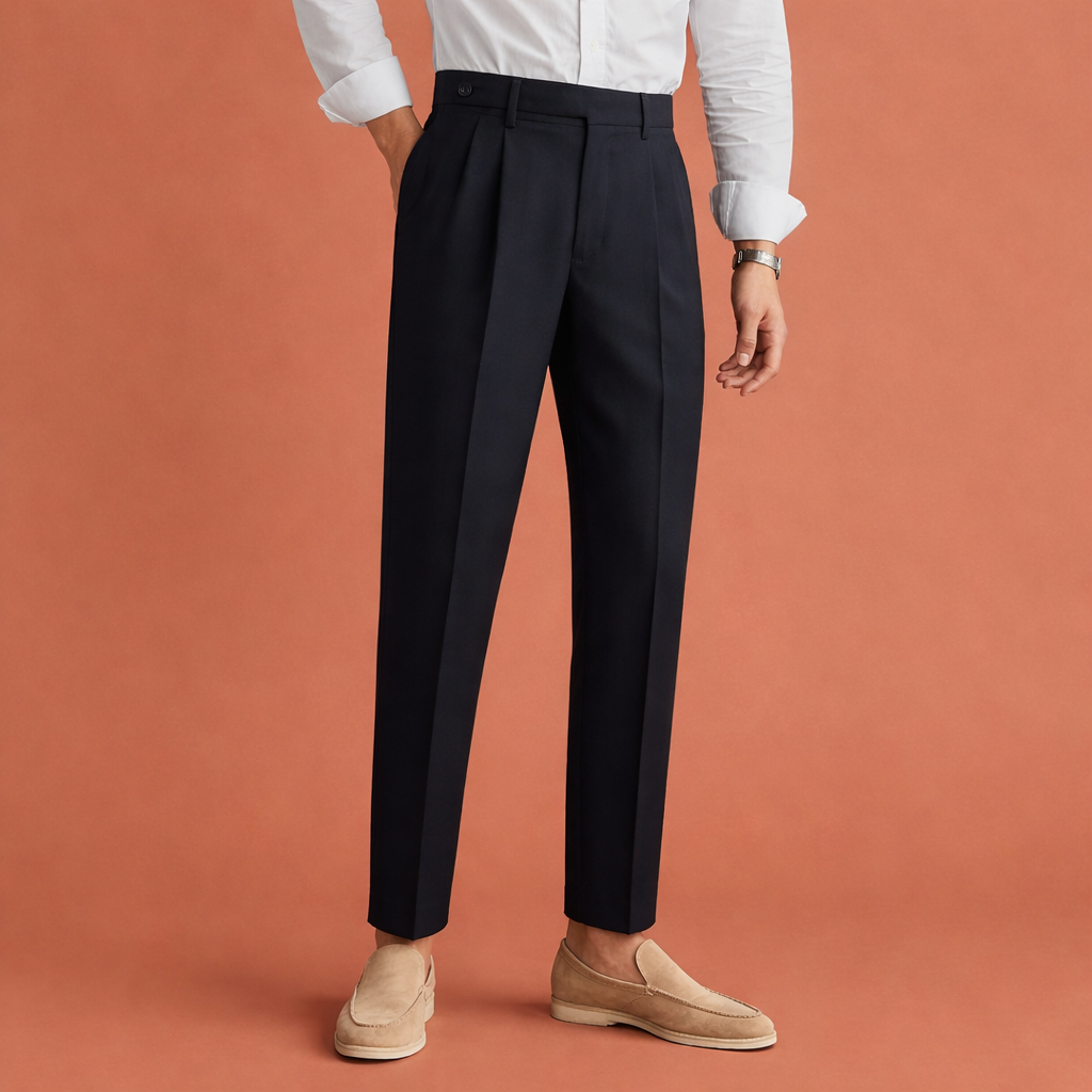 Heren pantalon in zwart met minimalistisch design, zacht en comfortabel voor casual en stijlvolle outfits.