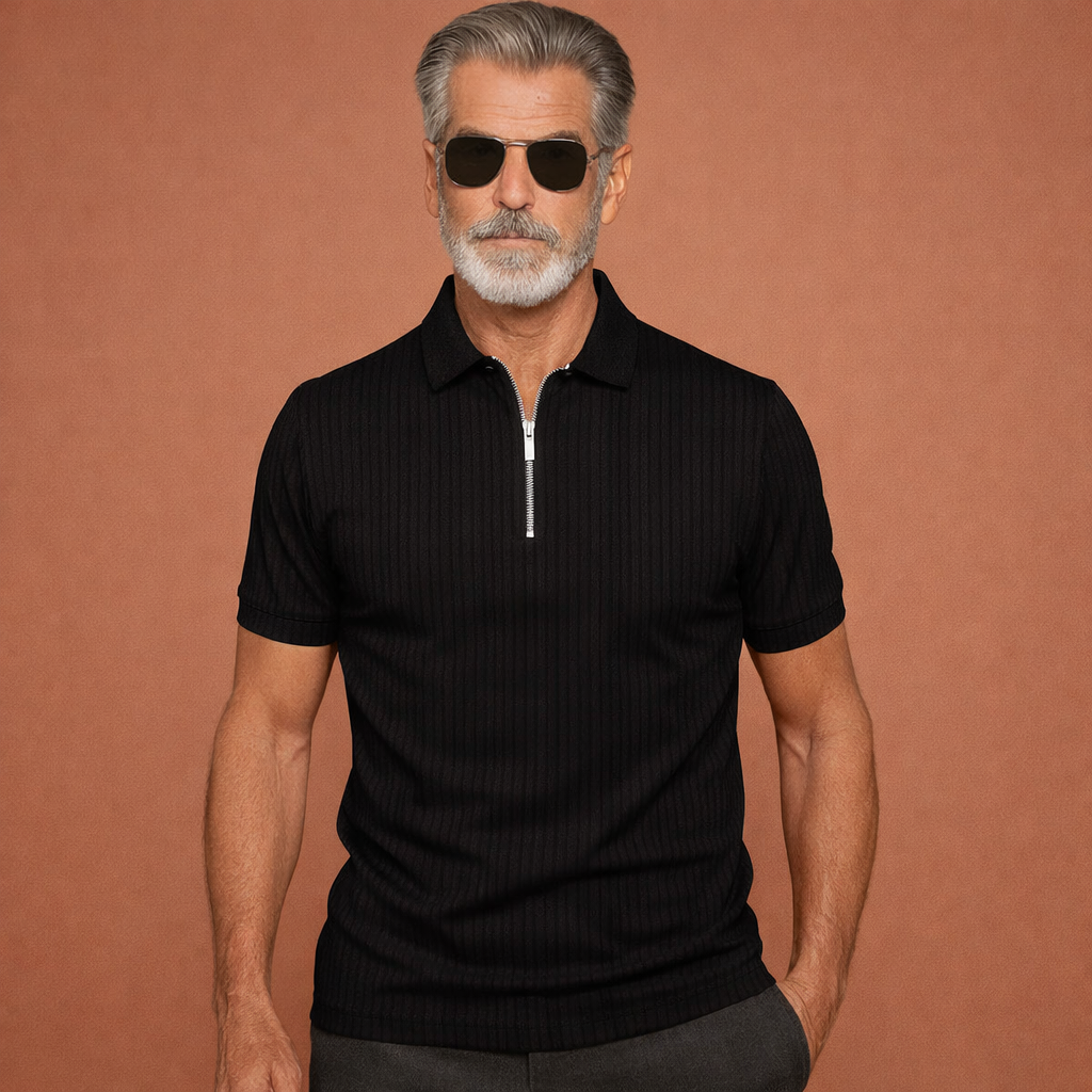 Heren polo in zwart met sportief design, comfortabel en stijlvol voor casual en actieve outfits.