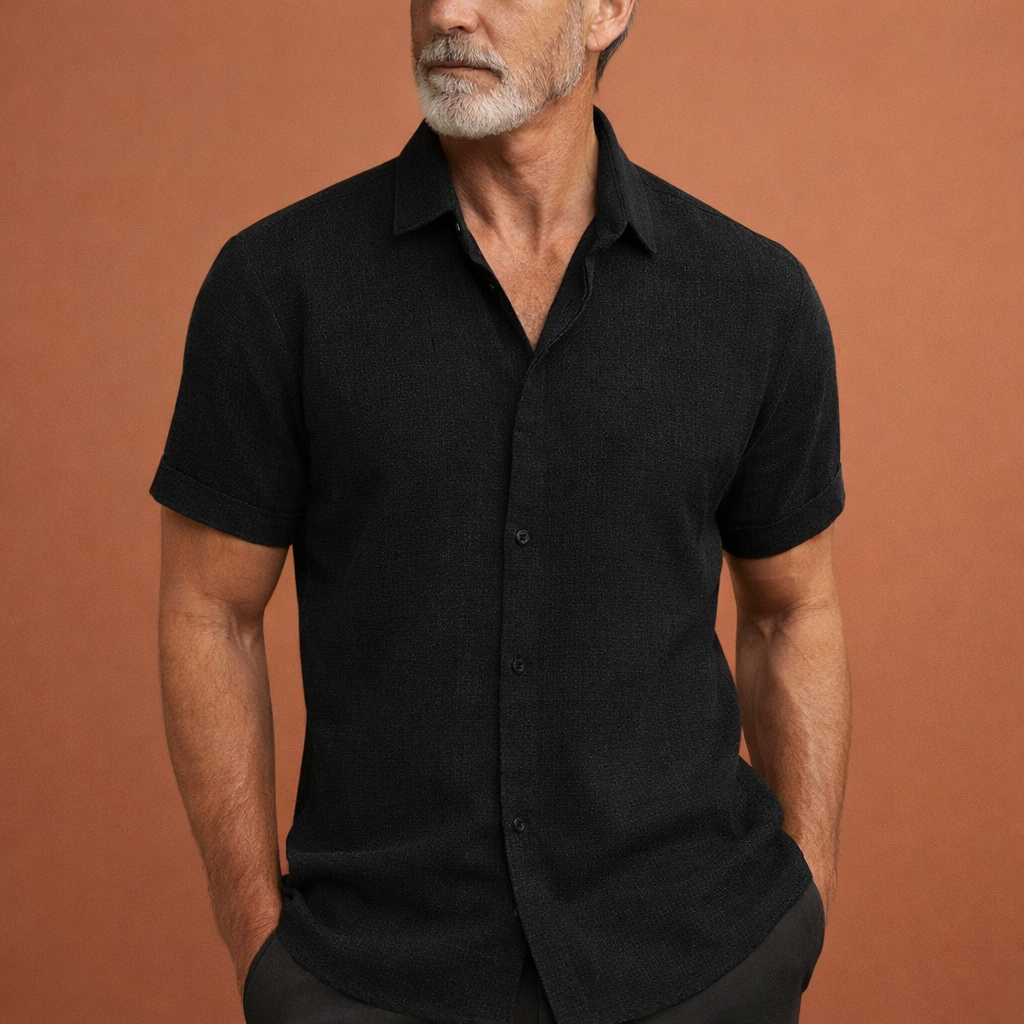 Casual zomershirt met korte mouwen en open kraag voor heren | Stefan Nirandi