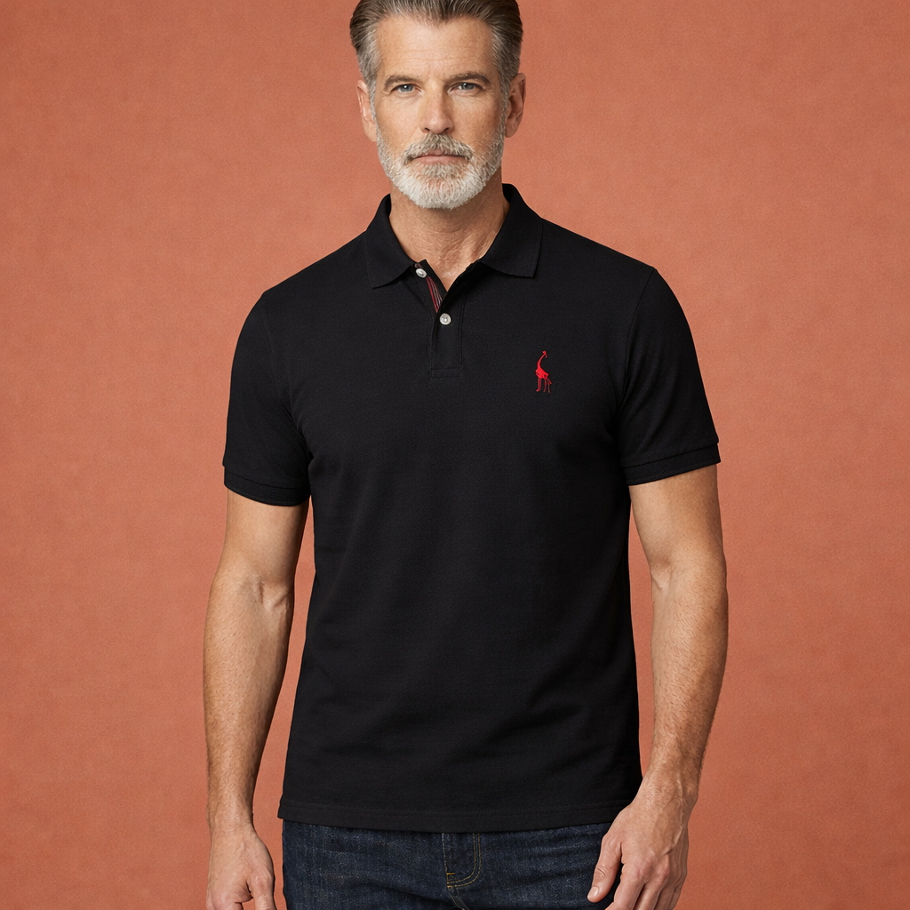 Herenpolo in zwart met modern design, comfortabel en stijlvol voor casual en verzorgde outfits.