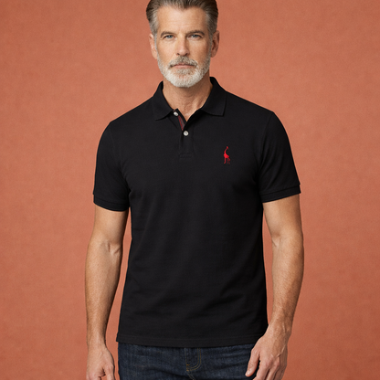 Herenpolo in zwart met modern design, comfortabel en stijlvol voor casual en verzorgde outfits.