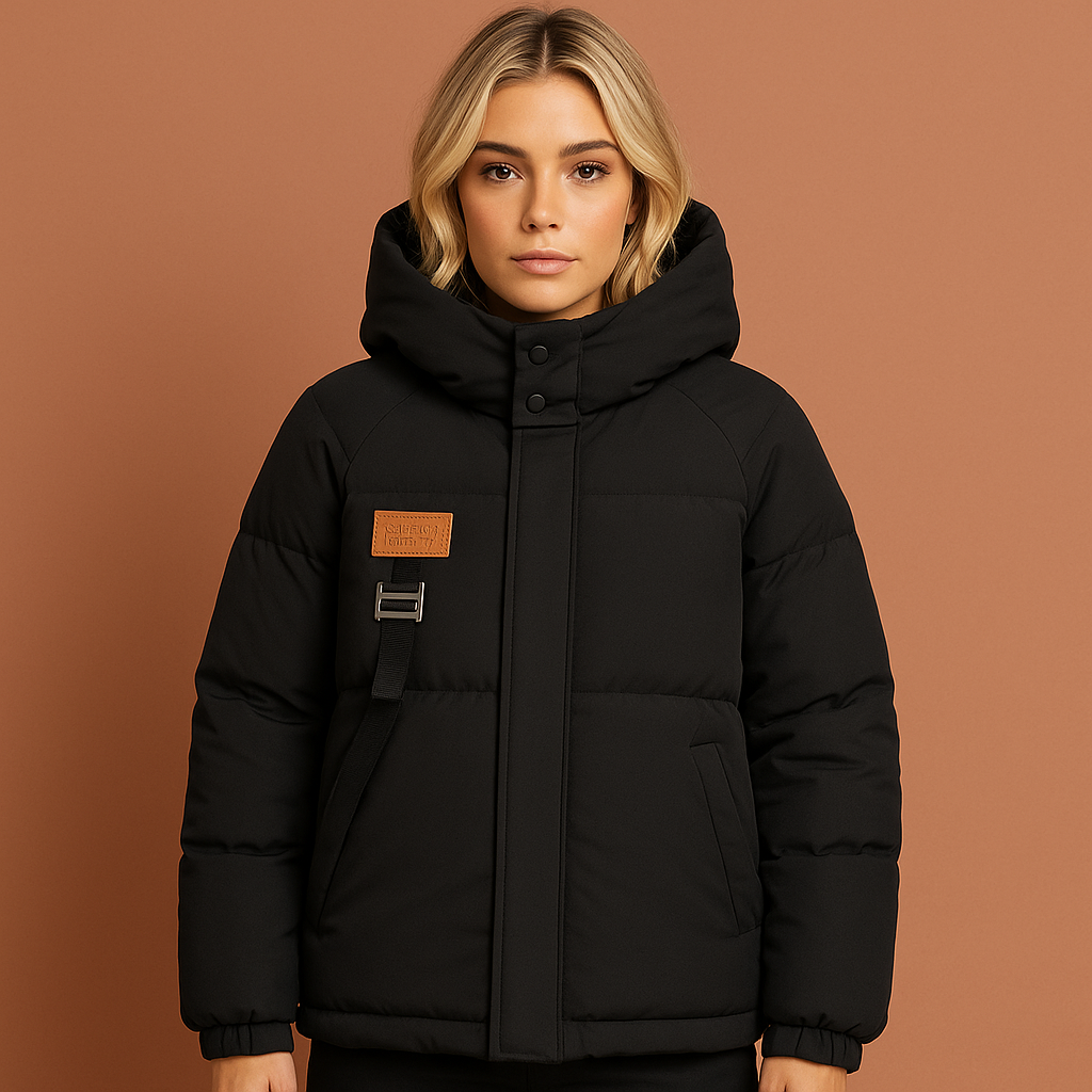 Oversized puffer jas voor dames in zwarte kleur met moderne en comfortabele uitstraling voor koude dagen.