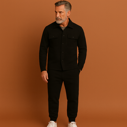 Premium heren set met tijdloos ontwerp in zwarte kleur, ideaal voor dagelijks gebruik en casual outfits.