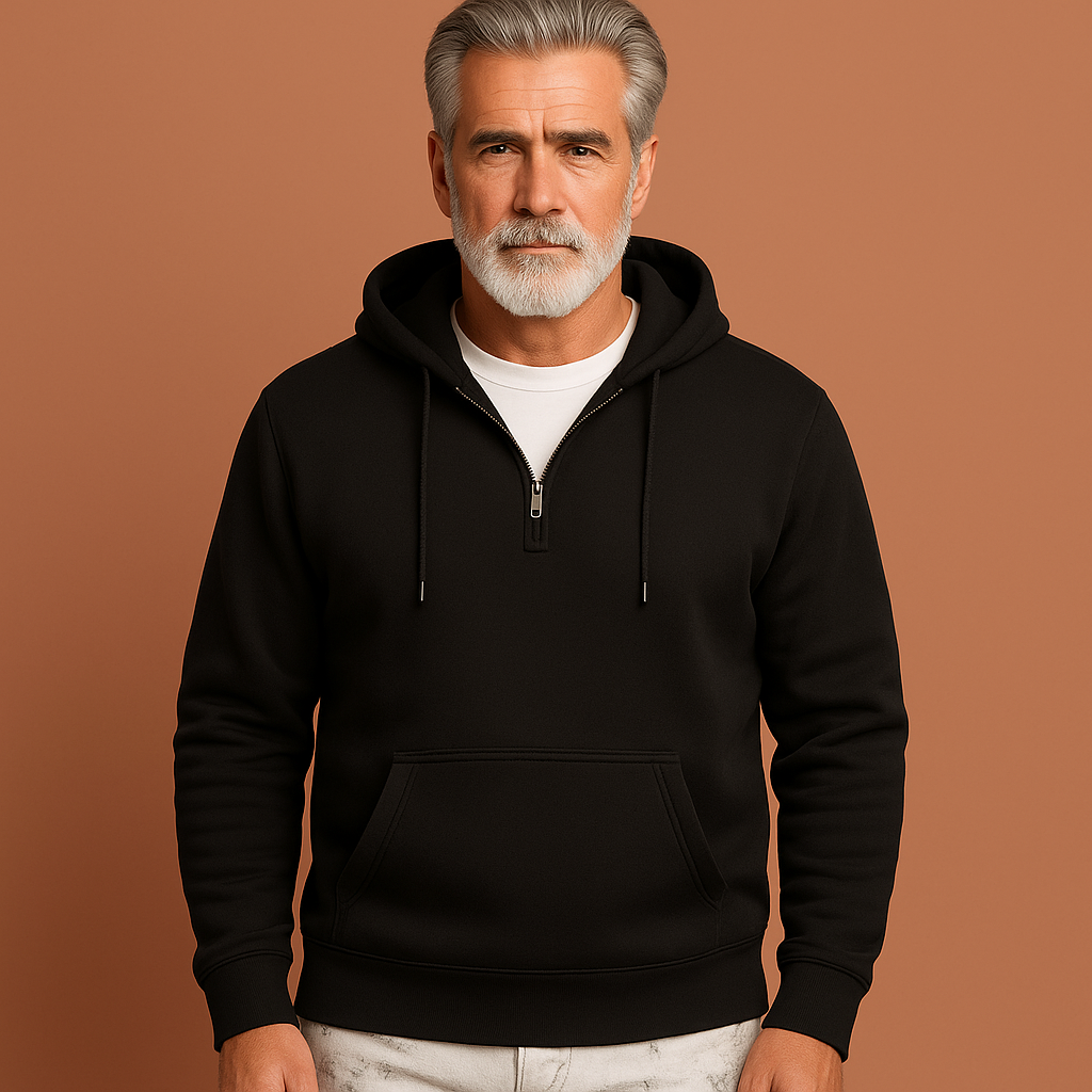 Streetwear hoodie met zakken voor heren in zwarte kleur, ideaal voor casual outfits en dagelijks gebruik.