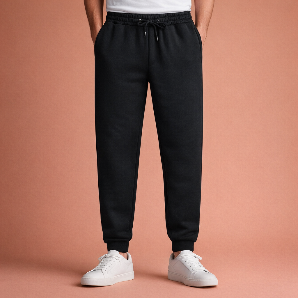 Dames joggingbroek in zwart met minimalistisch design, zacht en comfortabel voor casual en stijlvolle outfits.