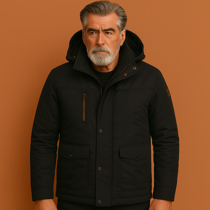 Warme winterparka voor heren in zwarte kleur met tijdloos design, ideaal voor koude dagen.
