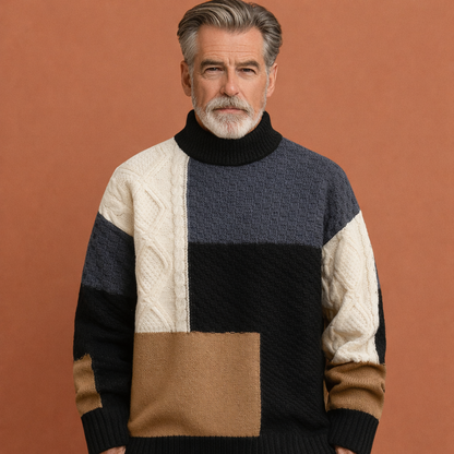 Zwarte warme wintertrui voor heren met comfortabele pasvorm, geschikt voor dagelijks gebruik tijdens koude dagen.