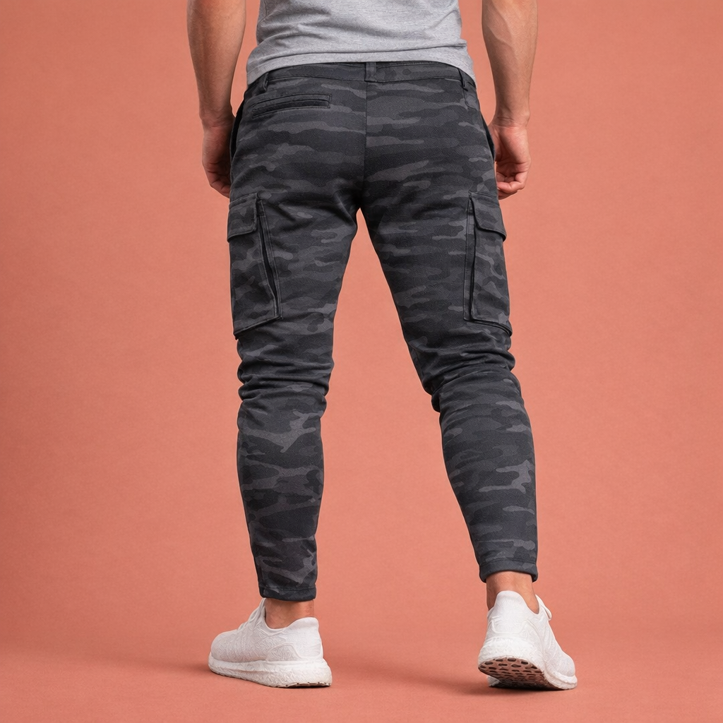 Dames joggingbroek in camouflage met minimalistisch design, zacht en comfortabel voor casual en stijlvolle outfits.